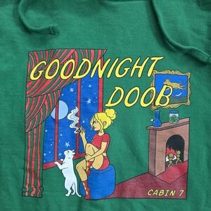 Cabin 7 Goodnight Doob Smoker Parody Moon Graphic Hoodie Unisex Sz Medium Funny